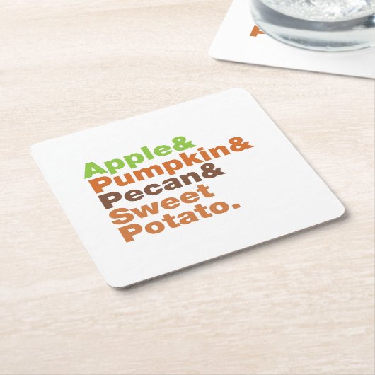 ホリデーパイ～フェスティバルクリスマス感謝祭クリスマス スクエアペーパーコースター (アングル)