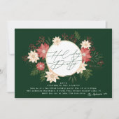 ホリデーパエレガントーティオンセチアリースグリーン 招待状 (正面)