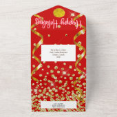 ホリデーパエレガントーティグリッツglam金ゴールドレッドグリッター オールインワン招待状 (外側)