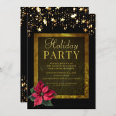 ホリデーパエレガントーティブラックアンド金ゴールド招待状 招待状 (正面/裏面)