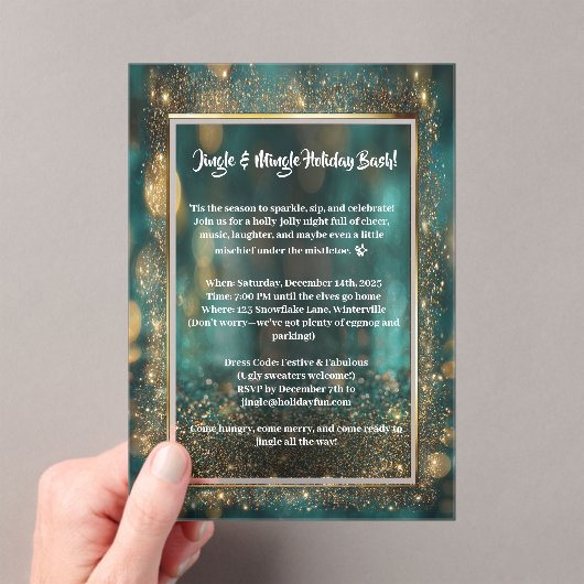 ホリデーパエレガントーティーフェスティバル アクリル招待状 (インサイチュ (ポータブル))