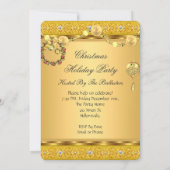ホリデーパエレガントーティ金ゴールドイエロークリスマス 招待状 (裏面)