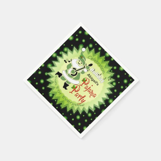 ホリデーパジャマパーティー – サンタ小妖精や小人&スターズ スタンダードカクテルナプキン (角)