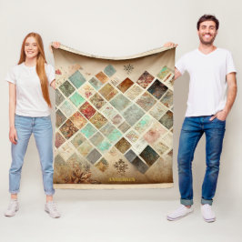 ホリデーパステルパッチコージー フリースブランケット