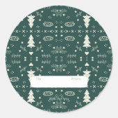 ホリデーパターンステッカー – 緑 – 6のセット ラウンドシール (正面)