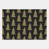 ホリデーパターンブラックと金ゴールド ラッピングペーパーシート (正面3)