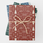 ホリデーパターン折り返しシート – 3セット ラッピングペーパーシート