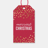 ホリデーパッケージラベル金ゴールドスポットレッドストライプクラフト ギフトタグ (正面)