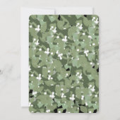 ホリデーパモダンーティお祝いグリーンリース金ゴールド 招待状 (裏面)