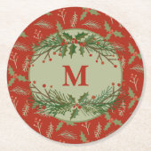 ホリデーパモノグラムのーティーンコースター ラウンドペーパーコースター (正面)