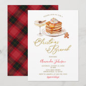 ホリデーパンケーキ 冬 赤 ブライド クリスマス ブランチ 招待状 (正面/裏面)