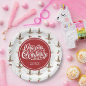 ホリデーパーソナライズされたウィンターディアパターン ペーパープレート (パーティー)