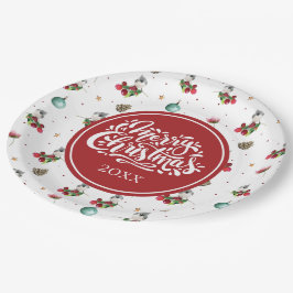 ホリデーパーソナライズされたウィンターバードパターン ペーパープレート