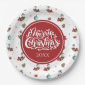 ホリデーパーソナライズされたウィンターバードパターン ペーパープレート (正面)