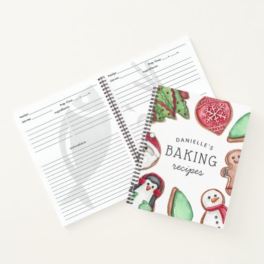 ホリデーパーソナライズされたクッキーベーキングレシピ ノートブック (内部)