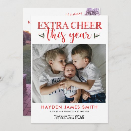 ホリデーパーソナライズされたフォトカードエキストラ応援 シーズンカード (正面/裏面)