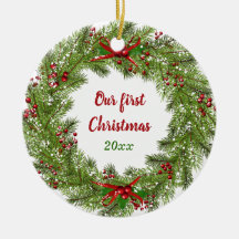 ホリデーパーソナライズされたリースクリスマスセラミックオルナ