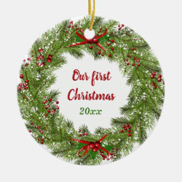 ホリデーパーソナライズされたリースクリスマスセラミックオルナ セラミックオーナメント