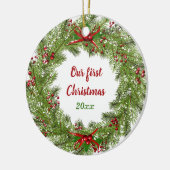 ホリデーパーソナライズされたリースクリスマスセラミックオルナ セラミックオーナメント (左)