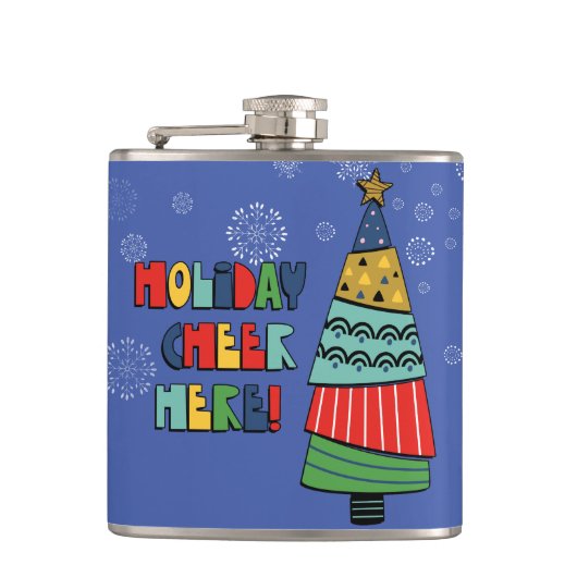 ホリデーパーソナライズされた応援ヒアフラスコ フラスク (正面)