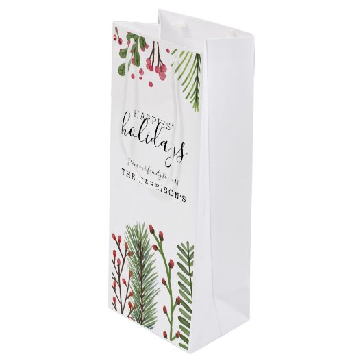 ホリデーパーソナライズされた葉 ワインギフトバッグ (正面アングル)