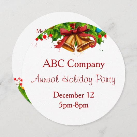 ホリデーパーティウィズ金ゴールドベル招待状 招待状 (正面/裏面)