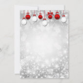 ホリデーパーティウィンターレッドホワイトスパークルオーナメント 招待状 (裏面)