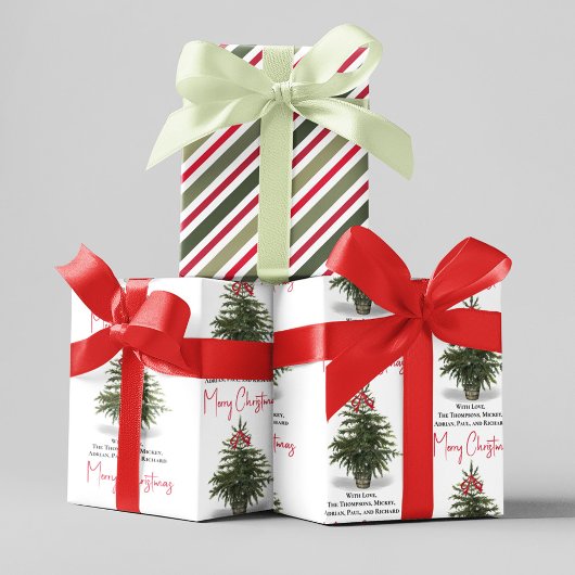 ホリデーパーティウォーターカラークリスマスツリーパーティー ラッピングペーパーシート