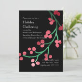 ホリデーパーティウォーターカラーベリーブランチレッドグリーン 招待状 (スタンド正面)