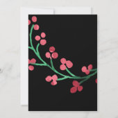 ホリデーパーティウォーターカラーベリーブランチレッドグリーン 招待状 (裏面)