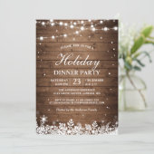 ホリデーパーティウ素朴ィードストリングライツライトスノーフレーク 招待状 (スタンド正面)