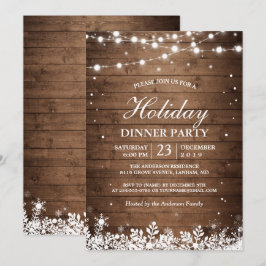 ホリデーパーティウ素朴ィードストリングライツライトスノーフレーク 招待状