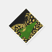 ホリデーパーティエレガンスイン金ゴールドブラック&グリーン スタンダードカクテルナプキン (角)