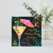 ホリデーパーティクカラフルカクテル 招待状 (スタンド正面)