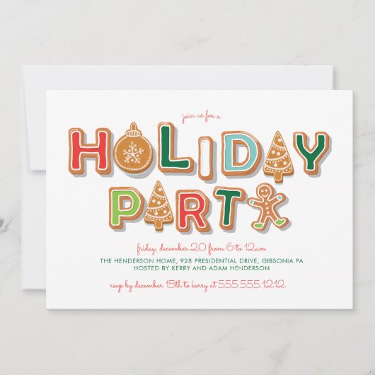 ホリデーパーティクッキーエクスチェンジクリスマス 招待状 (正面)