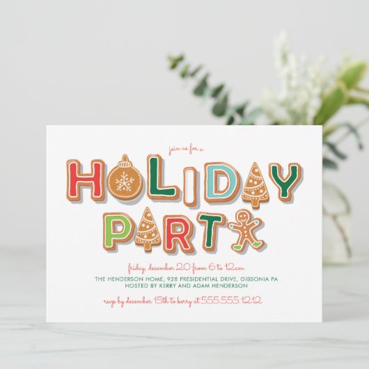ホリデーパーティクッキーエクスチェンジクリスマス 招待状 (スタンド正面)