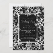 ホリデーパーティクモダンラックス&ホワイトスノーフレーク 招待状 (正面)