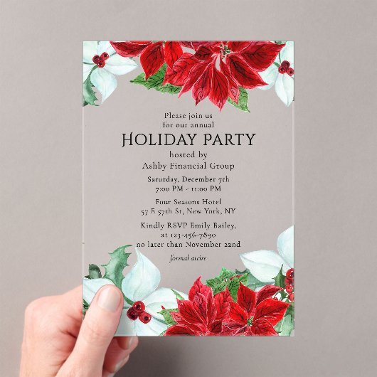 ホリデーパーティクモダンリ企業のスマスパーティー アクリル招待状 (インサイチュ (ポータブル))