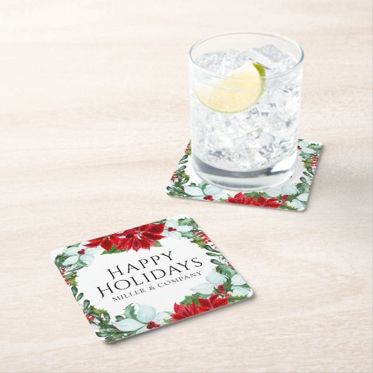 ホリデーパーティクモダンリ企業のスマス スクエアペーパーコースター (インサイチュ)