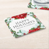 ホリデーパーティクモダンリ企業のスマス スクエアペーパーコースター (アングル)