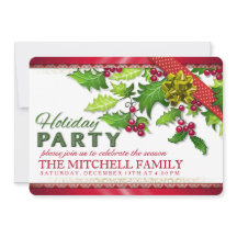ホリデーパーティクリスマスアイビー祝招待状