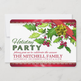 ホリデーパーティクリスマスアイビー祝招待状 招待状