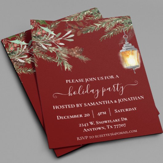 ホリデーパーティクリスマスウィンターパインドロップフライヤー チラシ