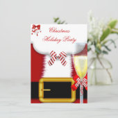 ホリデーパーティクリスマスサンタスーツシャンパン 招待状 (スタンド正面)