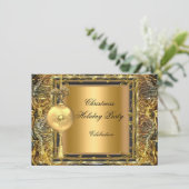 ホリデーパーティクリスマス金ゴールドボールデコレーション2 招待状 (スタンド正面)