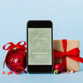 ホリデーパーティグリーンシンプル書道スクリプト 招待状