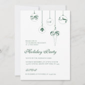 ホリデーパーティグリーンモノグラムバウブルオーナメント 招待状 (正面)