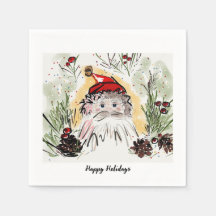 ホリデーパーティサンタパーソナライズされたカクテルナプキンズ