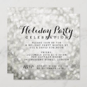 ホリデーパーティシルバースノーきらめくフレークライト 招待状 (正面/裏面)