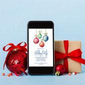 ホリデーパーティシンプルー水カラーオーナメント 招待状